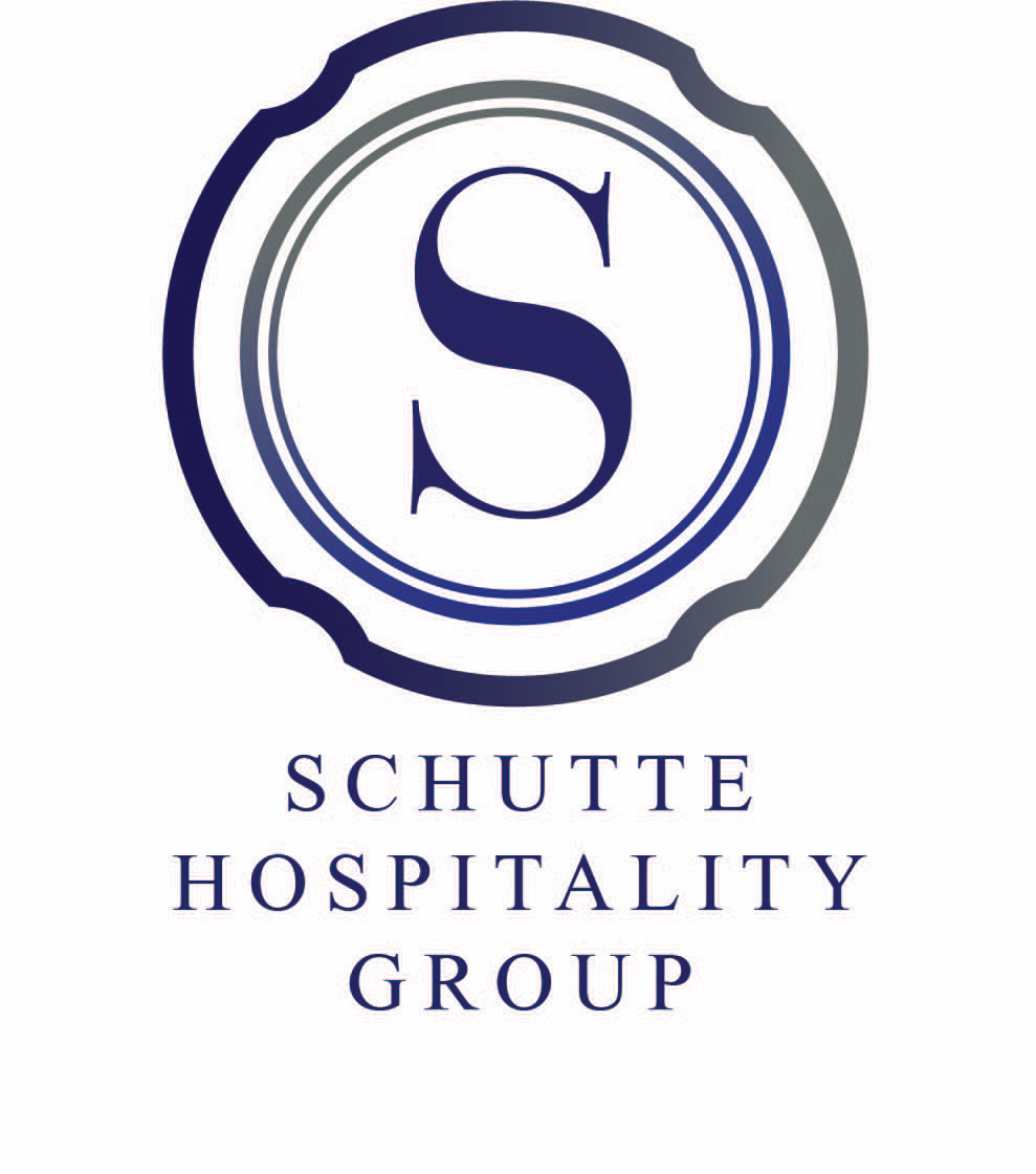 Schutte Hospitality Group logo (With a large blue "S" in a circle) 