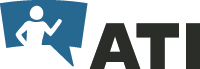 ATI logo of a stick figure in a chat box symbol with ATI next to it