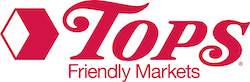 Tops Friendly Markets in red font with the square logo next to it