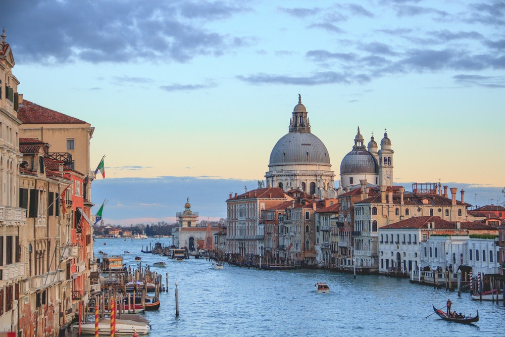 A photograph of the City of Venice showing buildings and one of the canals