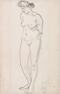 Nude Study (Woman Standing with Head in Profile)