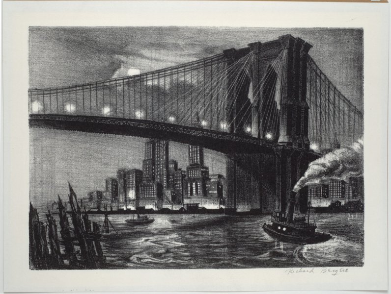 Twilight Over Brooklyn Bridge