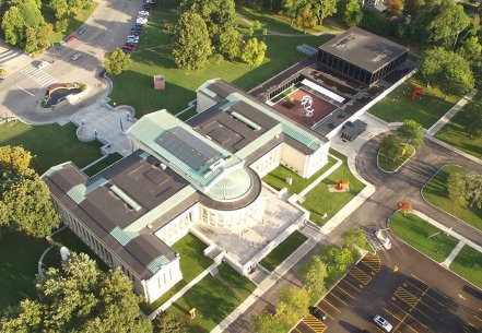 Aerial view of the museum&#039;s campus