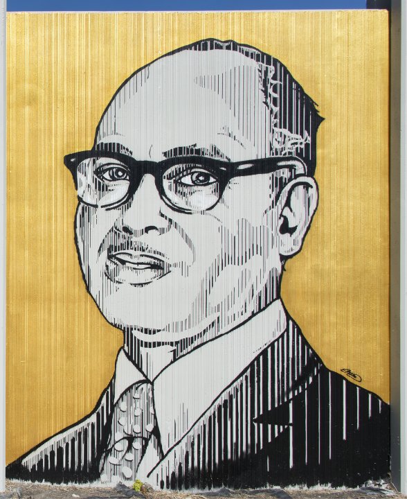 Edreys Wajed’s portrait of Frank Merriweather for The Freedom Wall, 2017