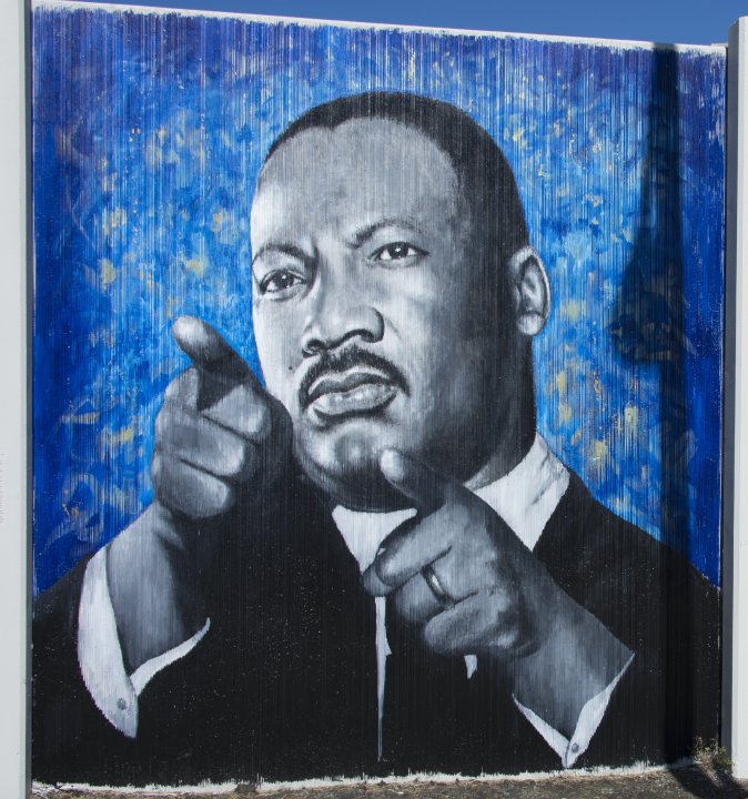Julia Bottoms’s portrait of Martin Luther King, Jr. for The Freedom Wall, 2017