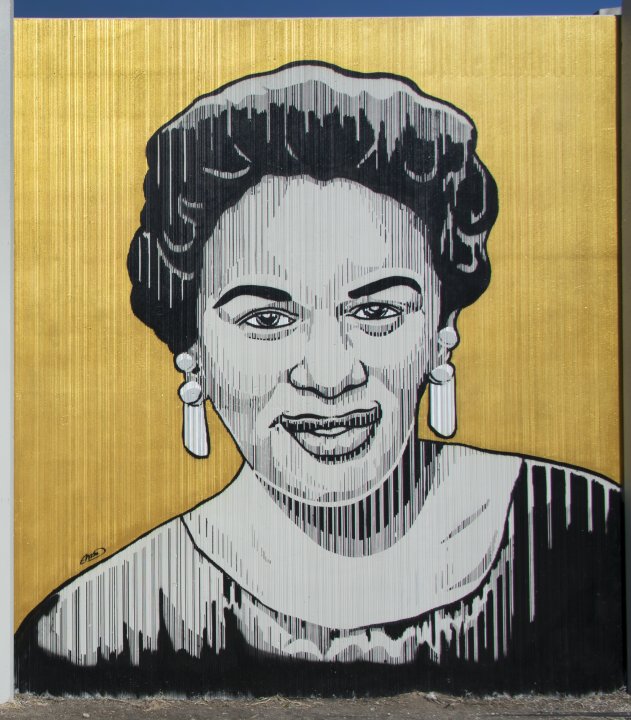 Edreys Wajed’s portrait of Dr. Lydia T. Wright for The Freedom Wall, 2017