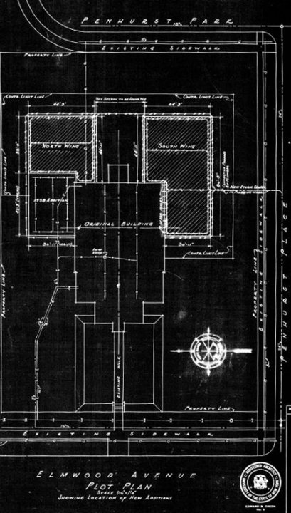 Plans for second addition to Clifton Hall, 1945