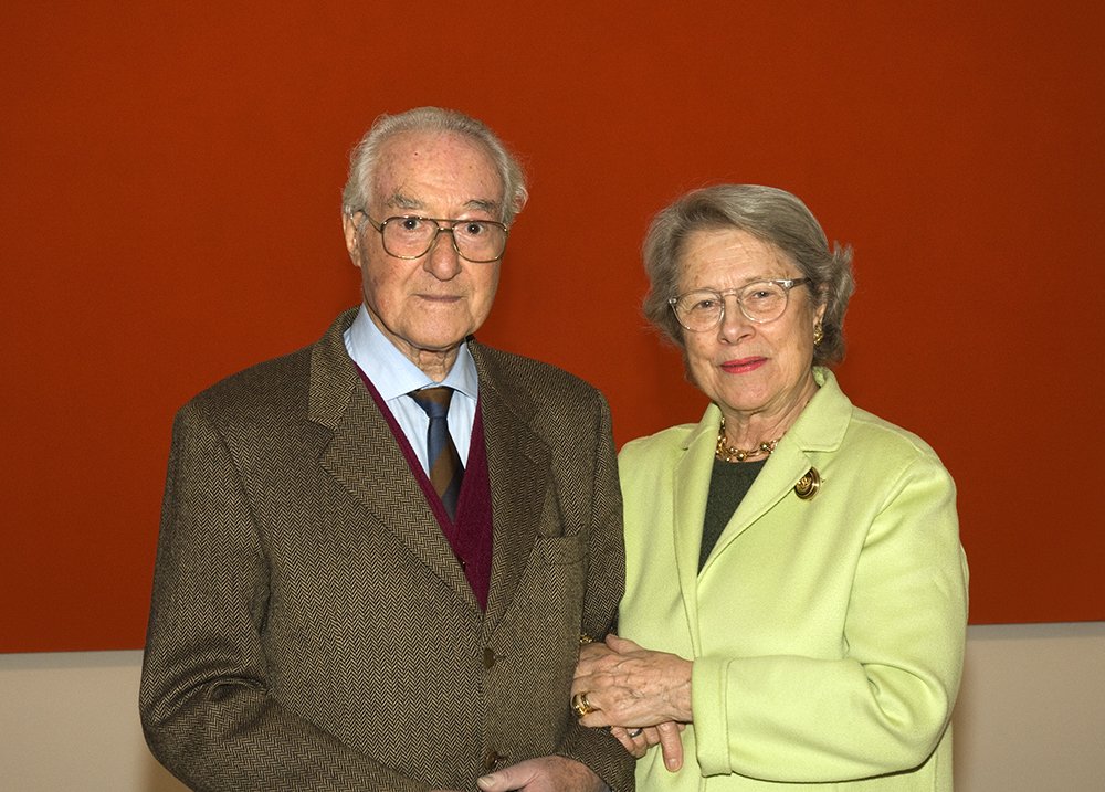 Giuseppe and Giovanna Panza di Biumo with Phil Sims’s Red Painting, 1998