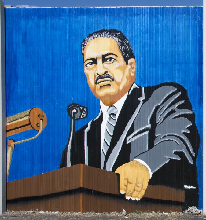 John Baker’s portrait of Thurgood Marshall for The Freedom Wall, 2017