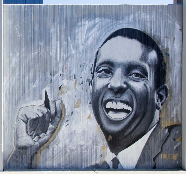 Chuck Tingley’s portrait of Stokely Carmichael (Kwame Toure) for The Freedom Wall, 2017
