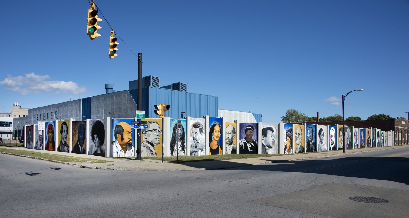 The Freedom Wall, 2017, on the corner of Michigan Avenue and East Ferry Street