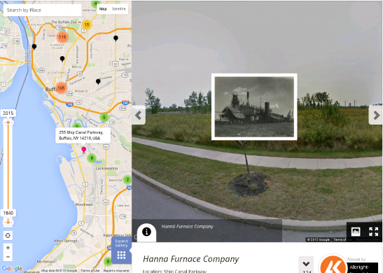 Screenshot of the Hanna Furnace Company on the Albright-Knox Art Gallery&#039;s Historypin channel