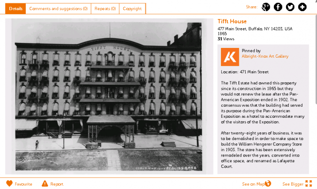 Screenshot of Tifft House on Historypin