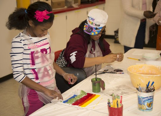 Photo of children making artwork