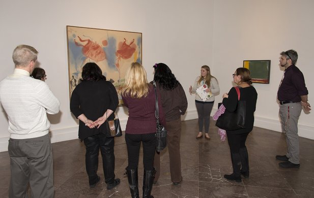Visitors on a tour of Giving up One's Mark: Helen Frankenthaler in the 1960s and 1970s