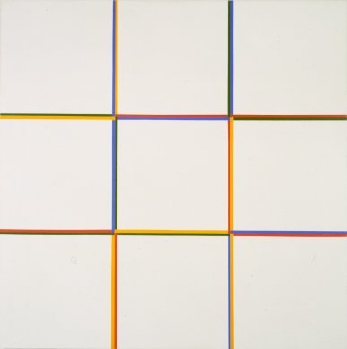 Neun Felder durch Doppelfarben geteilt (Nine Fields Divided by Means of Two Colors)