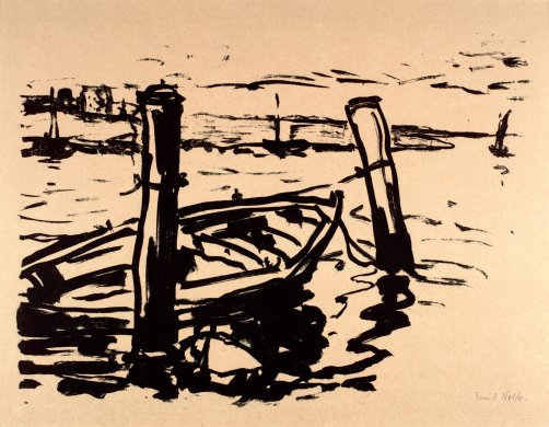 Harbor Scene with Rowboat