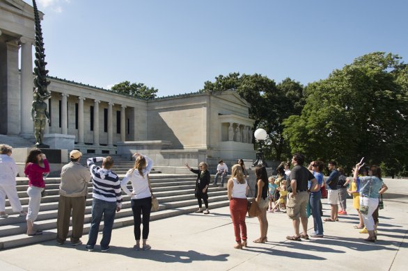 Guests on a tour with Do Ho Suh's Karma, 2010