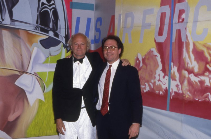 James Rosenquist and Albright-Knox Curator Michael Auping in front of Rosenquist's F-111, 1964Detail of James Rosenquist's F-111, 1964–65