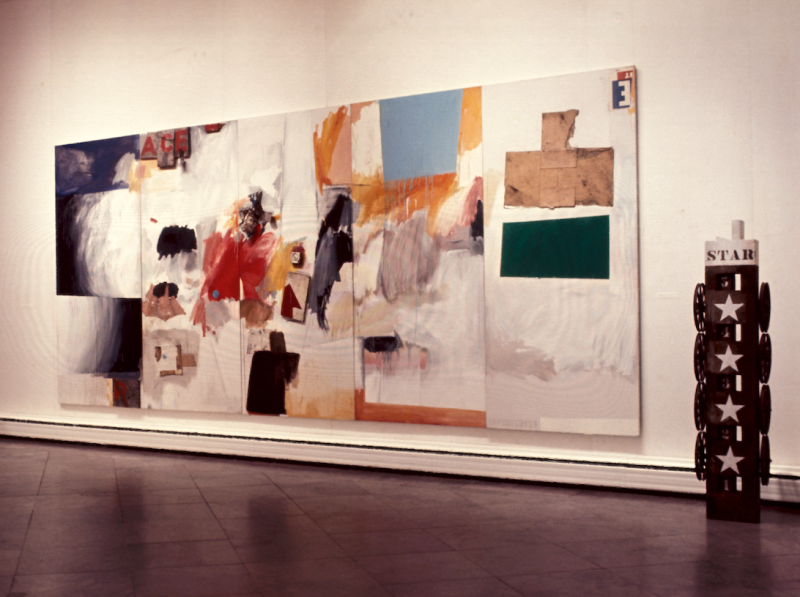 Installation view of Contemporary Art: Acquisitions 1962–1965 featuring Robert Rauschenberg's Ace, 1962, and Robert Indiana's Star, 1962