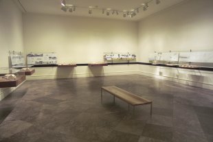 Installation view of Mori on Wright: Designs for Frank Lloyd Wright’s Martin House Visitor Center