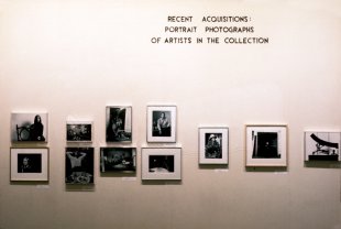 Installation view of Recent Acquisitions: Portrait Photographs of Artists