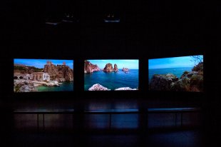 Installation view of Videosphere: A New Generation featuring Isaac Julien&#039;s WESTERN UNION: Small Boats, 2007