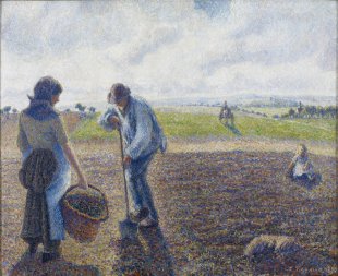 Camille Pissarro&#039;s Paysans dans les champs, Éragny (Peasants in the Fields, Éragny), 1890