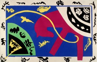 Henri Matisse&#039;s Le cheval, l&#039;écuyère et le clown (The Horse, the Circus Rider and the Clown) from Jazz, 1947