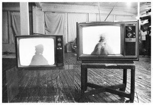 Installation view of Howardena Pindell&#039;s Free, White and 21, 1980