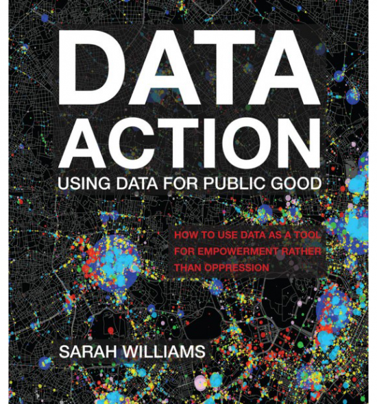Cover of Data Action: Title against map with multi-color data points