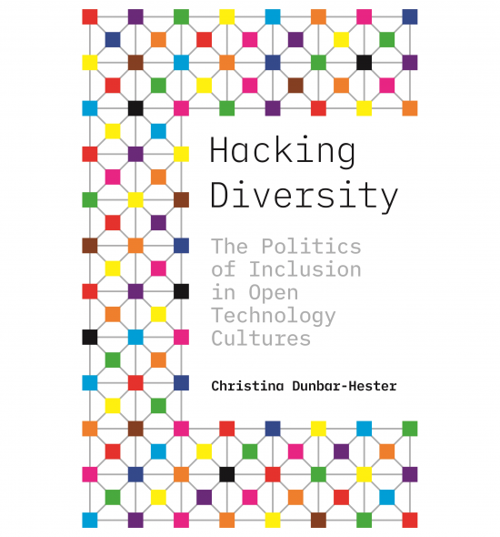Cover of Hacking Diversity: multi-colored grid on white background