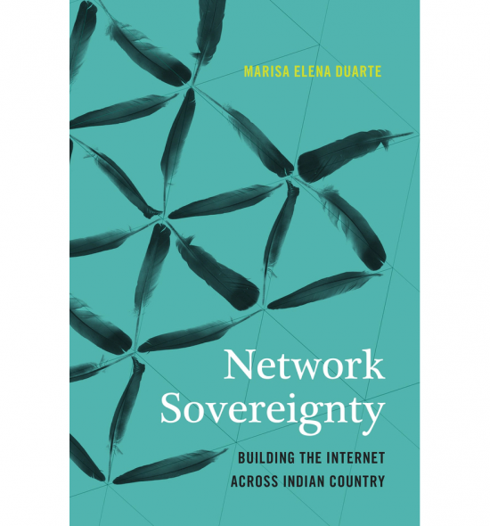 Cover of Network Sovereignty: feathers are laid out to form a triangular pattern on a green background