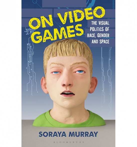 Cover of On Video Games: illustration of a white young person with blond hair and eyes looking upward under hooded lids