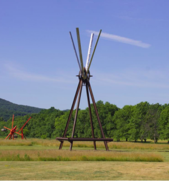 Large sculptures in a large green field