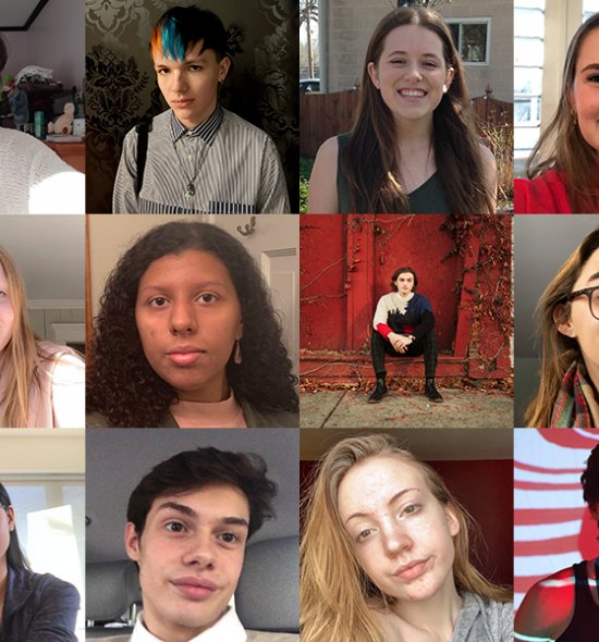 17 headshots of teens and one headshot of an adult in a grid