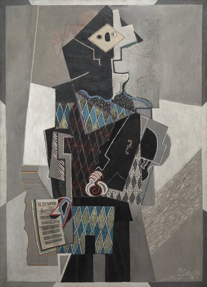 Pablo Picasso&#039;s Harlequin with Violin, 1918