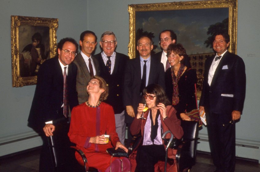 Artist Joan Mitchell (seated, right) and guests at the Members’ Preview of Joan Mitchell on September 16, 1988
