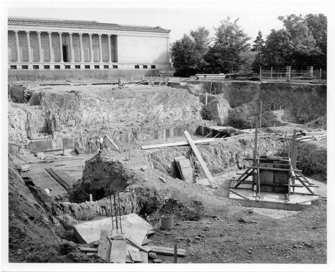 Excavating for the new addition, September 8, 1960