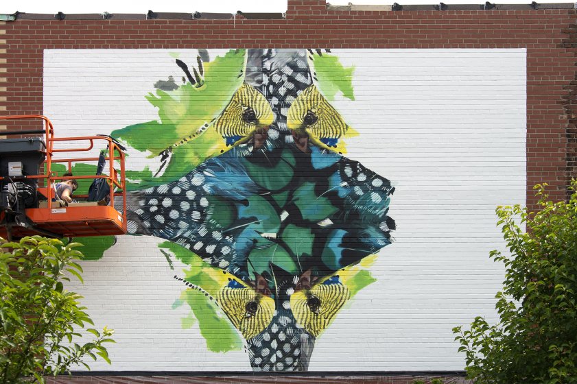 July 9: The mural&#039;s kaleidoscopic design comes into focus