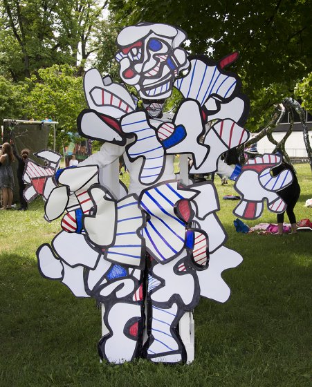 Students from Charter School for Applied Technologies re-create Jean Dubuffet’s Le Vociférant (The Loud One), 1973
