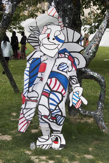A student from John F. Kennedy Middle School re-creates Jean Dubuffet’s Le Vociférant (The Loud One), 1973