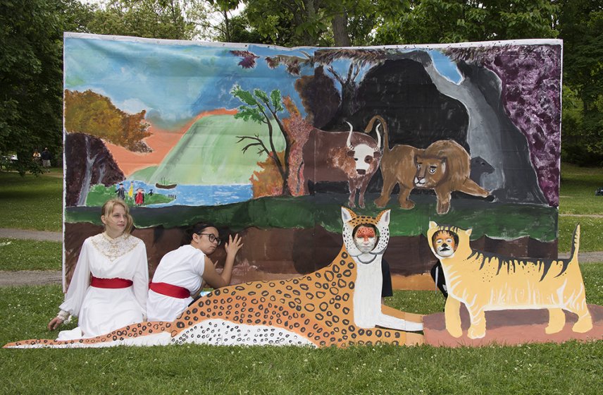 Students from John F. Kennedy Middle School re-create Edward Hicks’s Peaceable Kingdom, 1848