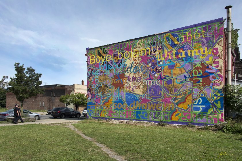 Keir Johnston and Ernel Martinez&#039;s Welcome Wall, 2017, at 751 Fillmore Avenue